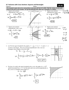 Calculus Worksheet: Volumes with Cross Sections (Squares & Rectangles)