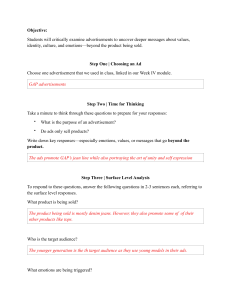 Analyzing GAP Ads: Critical Media Literacy Worksheet