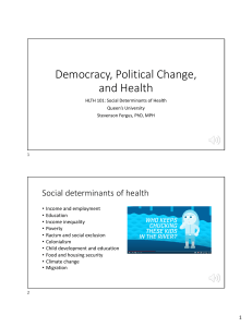 Democracy, Political Change, and Health: Social Determinants of Health