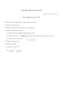 Calculus Homework #2: Limits & Inverse Functions
