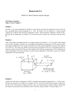 MAE 431 Heat Transfer Homework #4