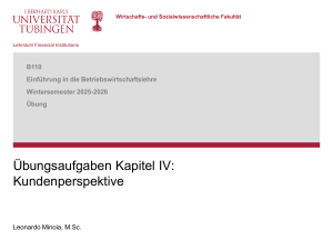 &Uuml;bungsaufgaben Kundenperspektive BWL Einf&uuml;hrung