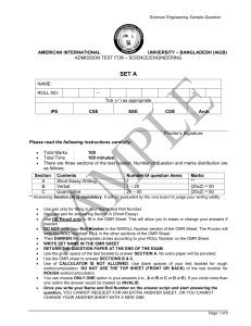 AIUB Science/Engineering Admission Test Sample