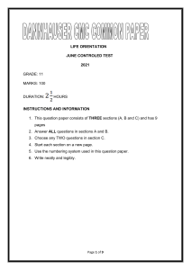 2021 Grade 11 Life Orientation June Test Paper