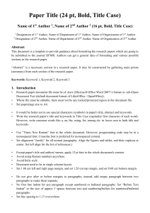 Research Paper Formatting Template for IJFMR Journal