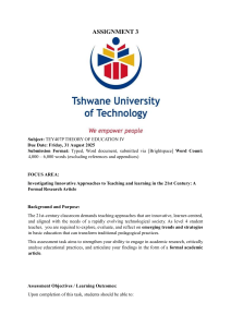 Assignment 3: Innovative Teaching Approaches in 21st Century Education