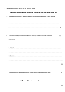 Reactivity Series Worksheet: Metal Reactions & Equations