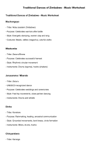 Traditional Dances of Zimbabwe Music Worksheet
