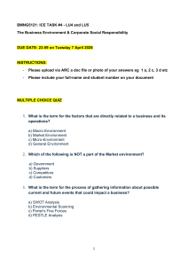 Business Environment & CSR Quiz