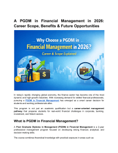PGDM in Financial Management 2026: Career Scope & Benefits