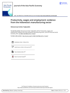 Productivity, Wages, and Employment in Indonesia's Manufacturing Sector