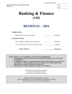 Banking & Finance Exam 2016