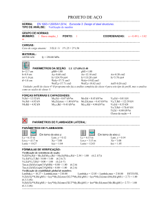 Projeto de A&ccedil;o: Verifica&ccedil;&atilde;o de Membro Segundo Eurocode 3