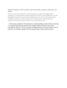Product Marketing Summary Exercise: Lifecycle & Categories