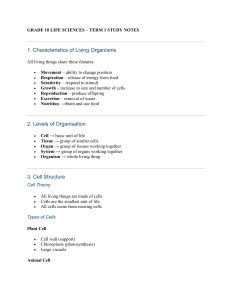 Grade 10 Life Sciences Term 1 Study Notes