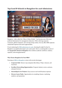 Top B-Schools in Bangalore 2026: MBA Admissions Guide