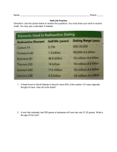 Half-Life Practice Worksheet: Radiometric Dating Calculations