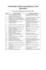 Construction Materials and Testing Course Outline