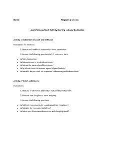 Badminton Research & Observation Worksheet