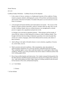 Caribbean Studies Worksheet: Society & Development