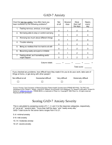 GAD-7 Anxiety Questionnaire: Screening Tool