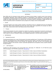 AS13001 Aerospace Standard: Supplier Self Release Training