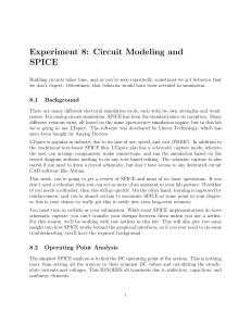 Experiment 8: Circuit Modeling and SPICE Lab Manual