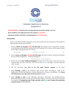 PSUT AI Word Formatting Assignment