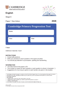 Cambridge English Stage 6 Paper 1 Non-fiction 2026 Test