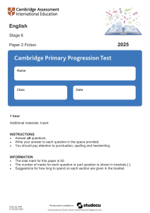 2025 Cambridge English Stage 6 Paper 2 Fiction Exam