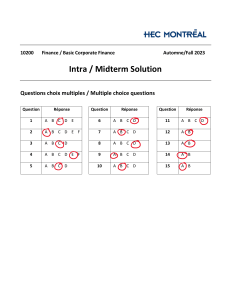 Solution du midterm Finance 10200 HEC Montr&eacute;al Automne 2023