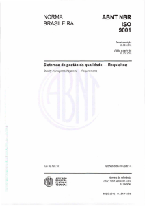 Norma ABNT NBR ISO 9001:2015 - Requisitos de Sistemas de Gest&atilde;o da Qualidade