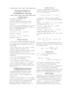 Summary Notes for Probability II &bull; Stat 353