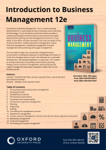 Introduction to Business Management 12e Textbook