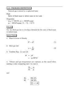 Problem 1.41: Natural Gas Mass Ratio in Spherical Tank