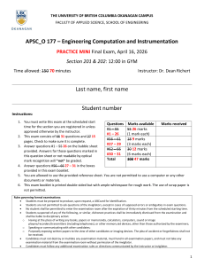 UBC APSC_O 177 Practice Final Exam