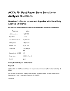 ACCA F9 Sensitivity Analysis Questions