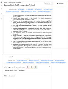 Cold Agglutinin Test Lab Protocol