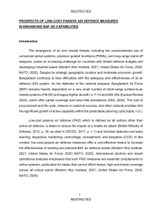 Low-Cost Passive Air Defence Measures for BAF Capabilities