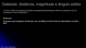 Gal&aacute;xias: dist&acirc;ncia, magnitude e &acirc;ngulo s&oacute;lido