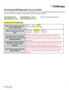 Annotated Bibliography Source Audit Worksheet