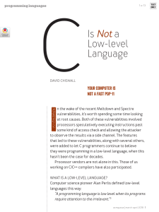 C Is Not a Low-level Language: Why Modern Processors Break C's Illusion