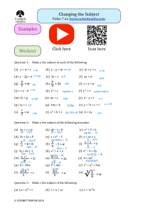 Zmiana podmiotu - Zestaw ćwiczeń CorbettMaths