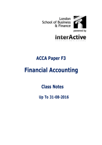 ACCA F3 Financial Accounting Class Notes 2016