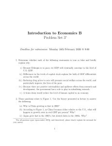Economics Problem Set 3: GDP, Growth, and Loanable Funds
