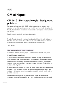 CM Clinique : M&eacute;tapsychologie de Freud - Topiques et Pulsions