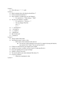 C++ Programming Lecture Notes: Basics & Concepts