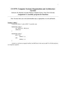 CS 5375 Assignment 4: RISC-V Assembly Conversion