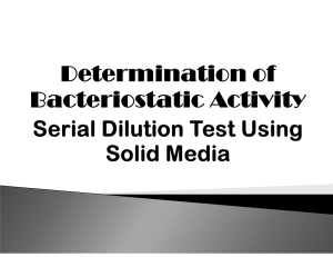 Determination of Bacteriostatic Activity: Serial Dilution Test