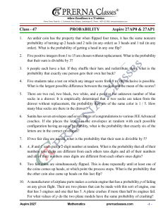Probability Problems for JEE Advanced - Class 47